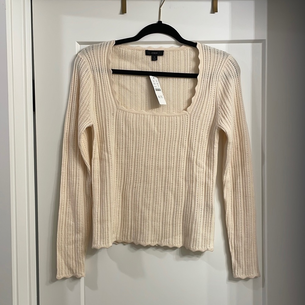 NWT Square Neck Pointelle Blouse J Crew